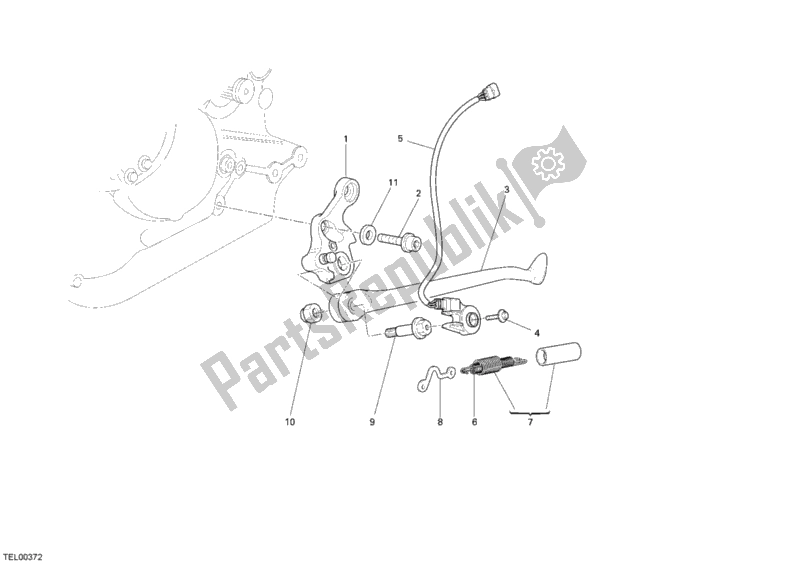 All parts for the Side Stand of the Ducati Monster S2R 1000 USA 2007